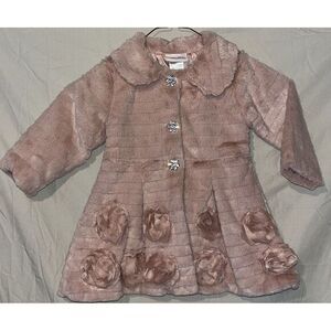 Little Lass‎ Light Pink  Faux Fur Fuzzy Jacket Coat Fashion Girls 12 Months